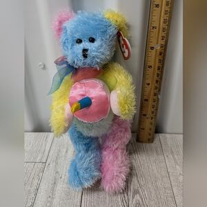 Ty Surprise Multicolor Plush Bear with Ribbon